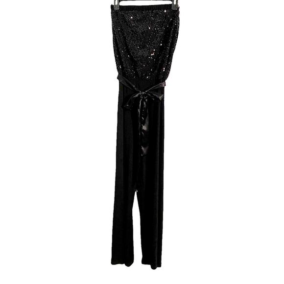 B Darlin Y2K Black Strapless Sequin Top Jumpsuit, Juniors Size 9/10 - Picture 1 of 11